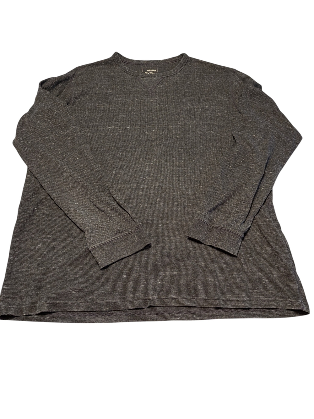 Men's Long-Sleeve Crewneck Shirt - Charcoal - 3XLT - Sonoma